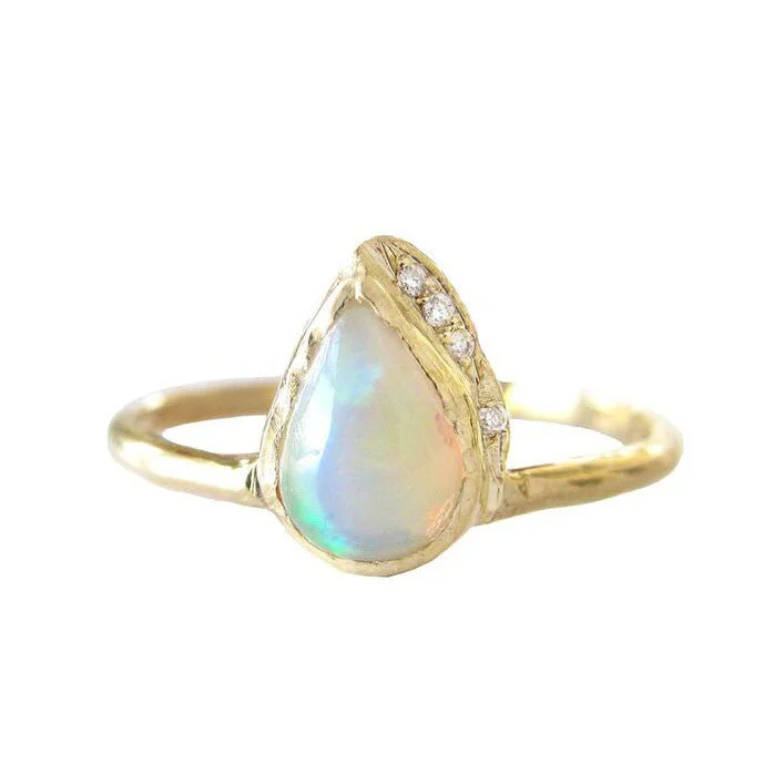 adjustable necklaces for women -Raindrop Opal Ring