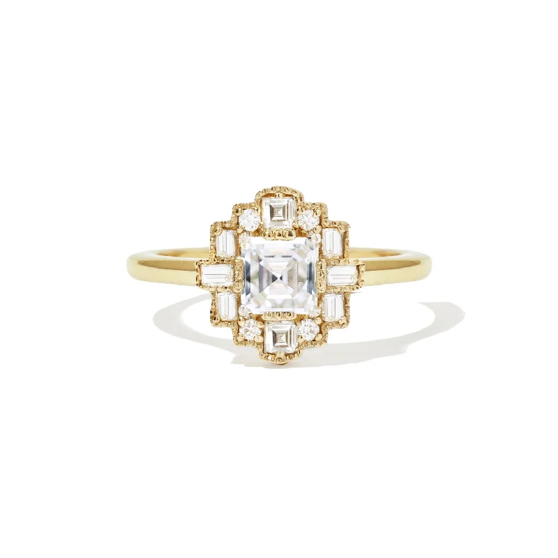 stackable rings for women -Deco Asscher Cut Diamond Mosaic Ring