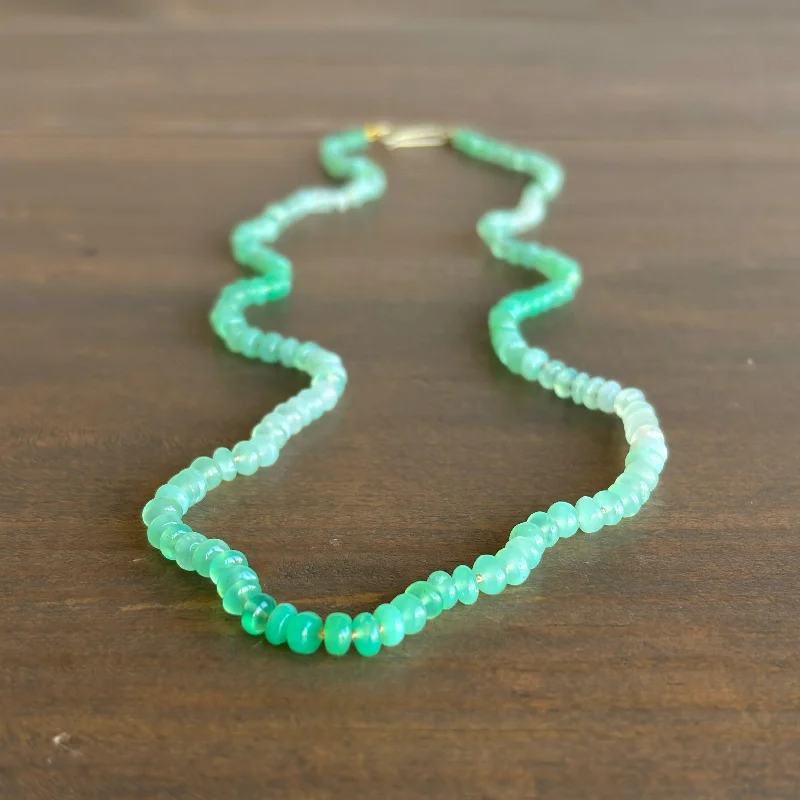 moonstone necklaces for women -Chrysoprase Rondelle Beaded Necklace