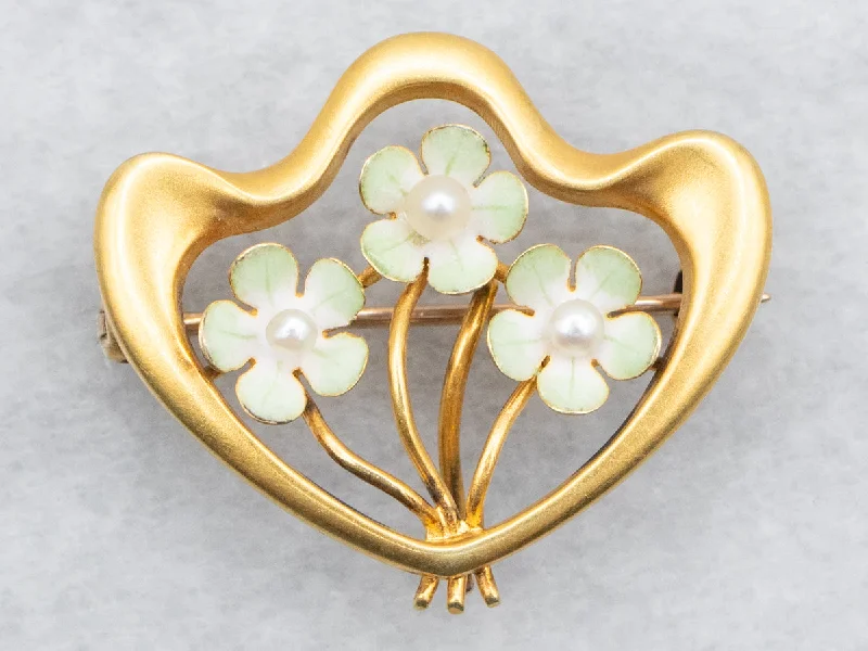 modern brooches for women -Floral Seed Pearl Brooch