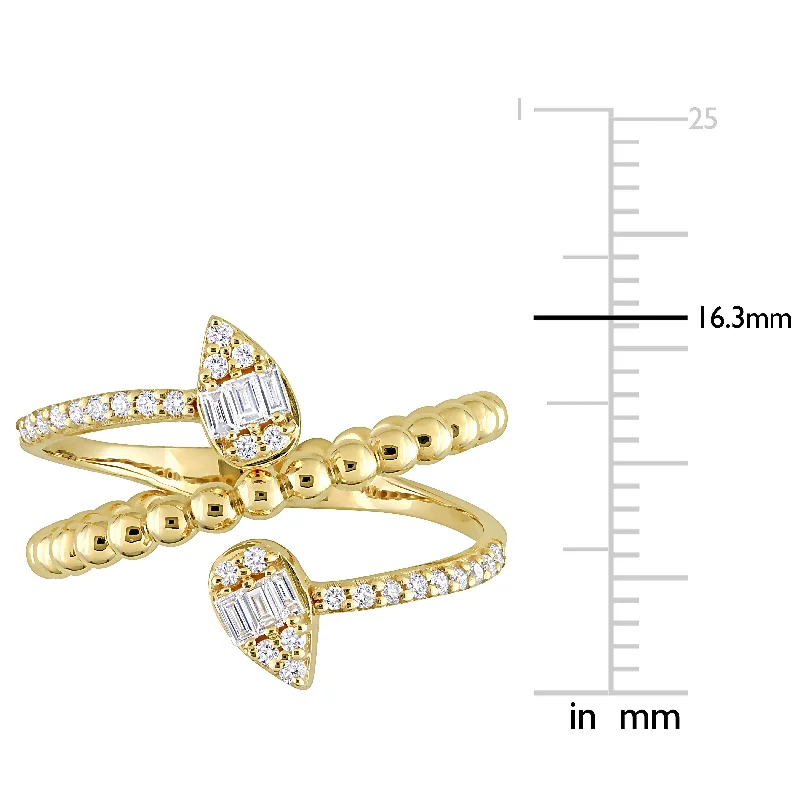 wedding bands for women -Miadora 1/4ct TDW Parallel Baguette-Cut Diamond Coil Ring in 14k Yellow Gold