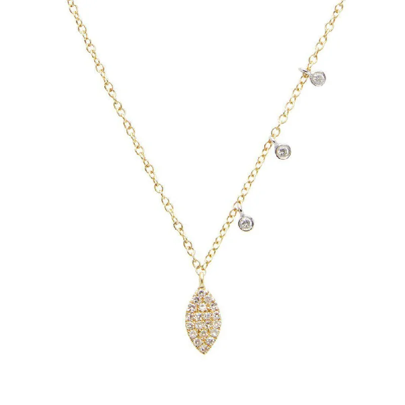 women's silver necklaces -Yellow Gold & Marquise Diamond Necklace