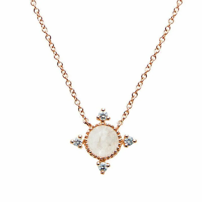 minimalist gold necklaces for women -14K Rose Gold Rainbow Moonstone Necklace