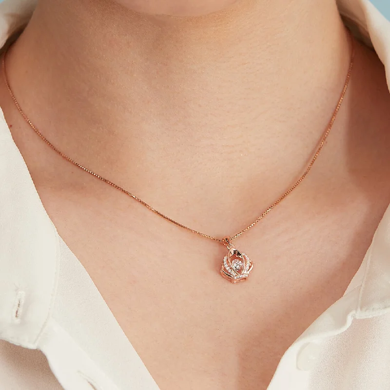 women's silver necklaces -My Crown Rose Gold 925 Silver Necklace Chain