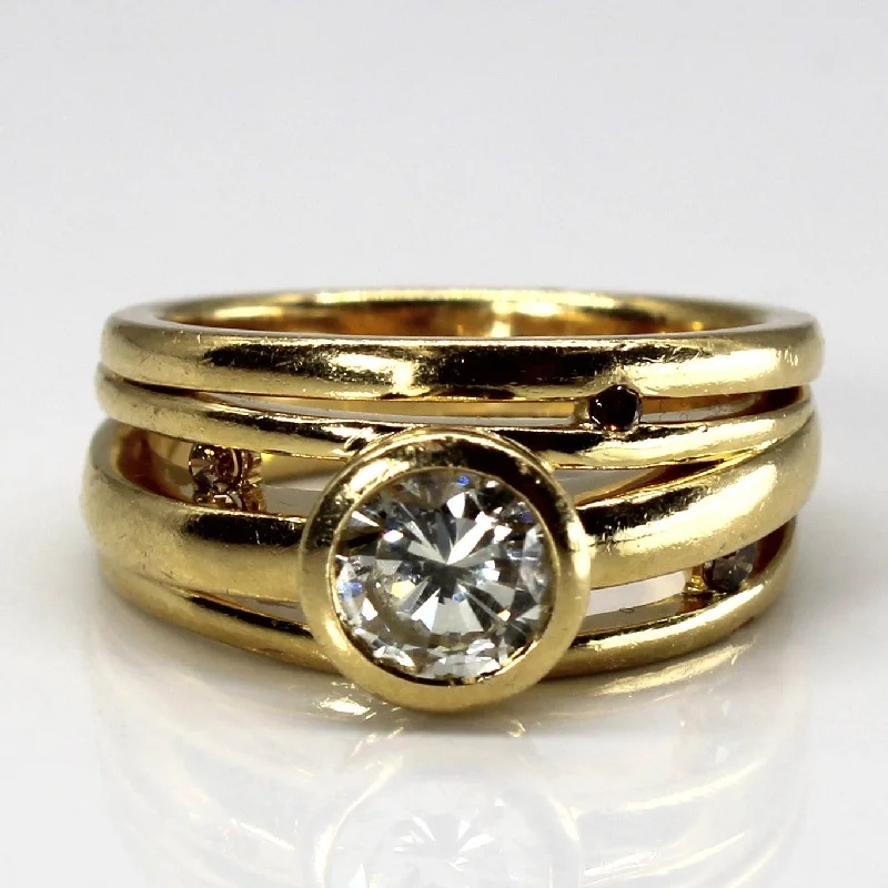 Bezel Set Diamond Multi Layer Gold Ring | 1.14ctw SI2 L/M | SZ 6.75 |