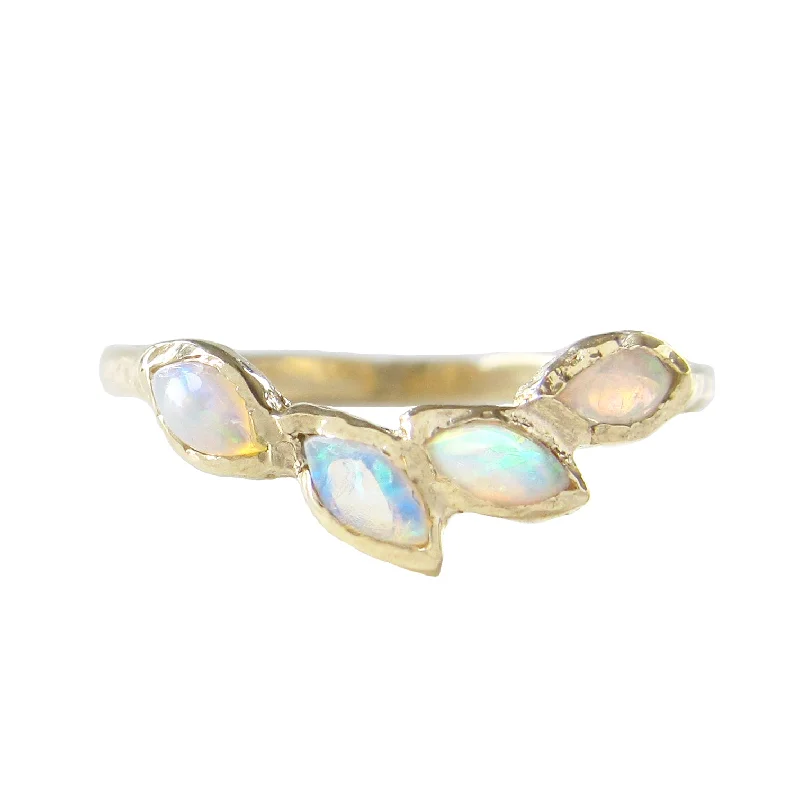 delicate pearl necklaces for women -Petal Opal Ring