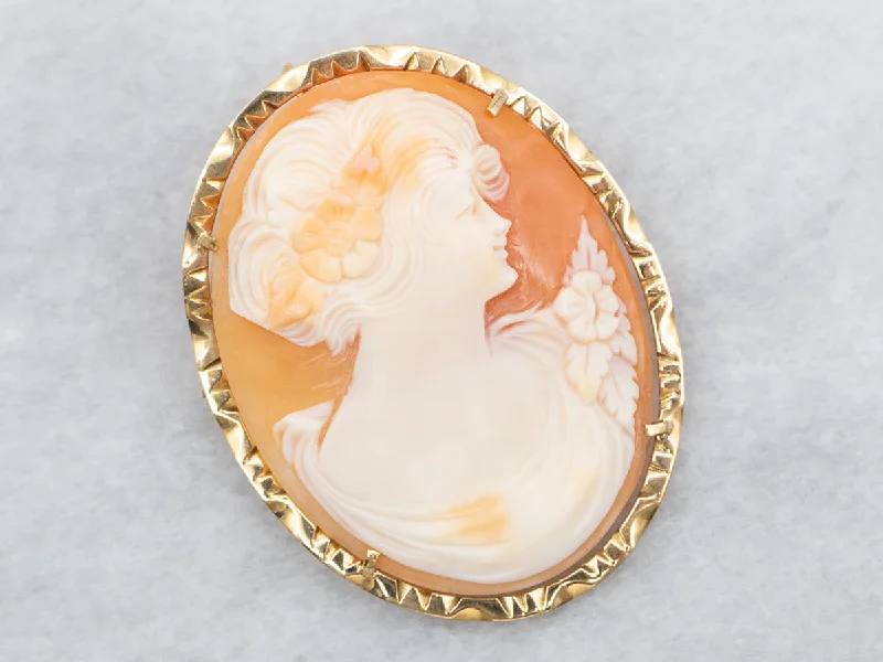 colorful enamel brooches -Vintage 18K Gold Cameo Brooch or Pendant