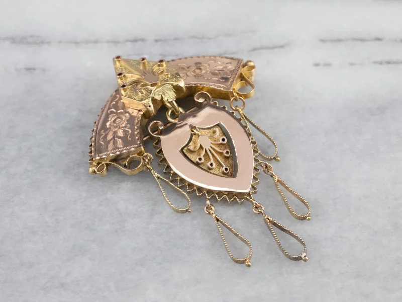 wedding brooch accessories -Victorian Ornate Rose Gold Chandelier Brooch