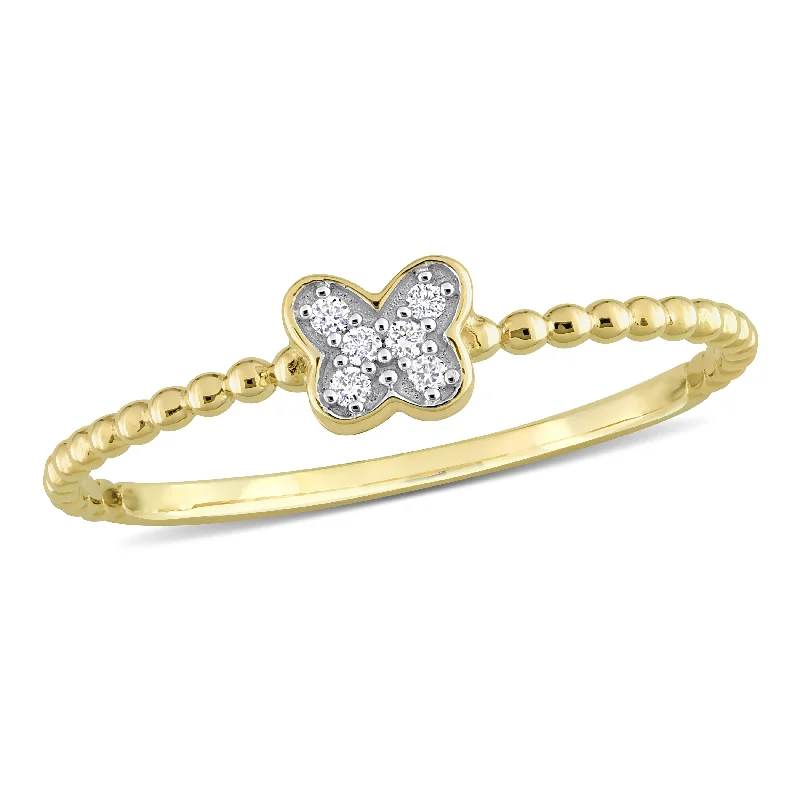 gemstone rings for women -Miadora Diamond Accent Butterfly Ring in 14k Yellow Gold