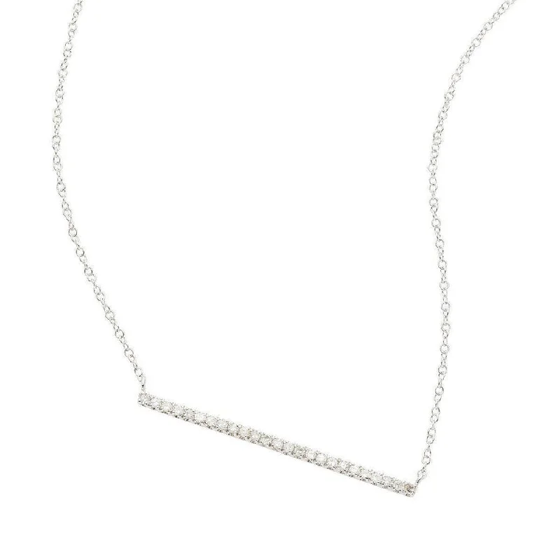 birthstone necklaces for women -Pave Diamond Bar Necklace