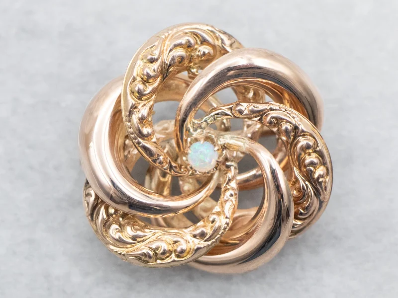 trendy brooches for women -Rose Gold Opal Love Knot Brooch