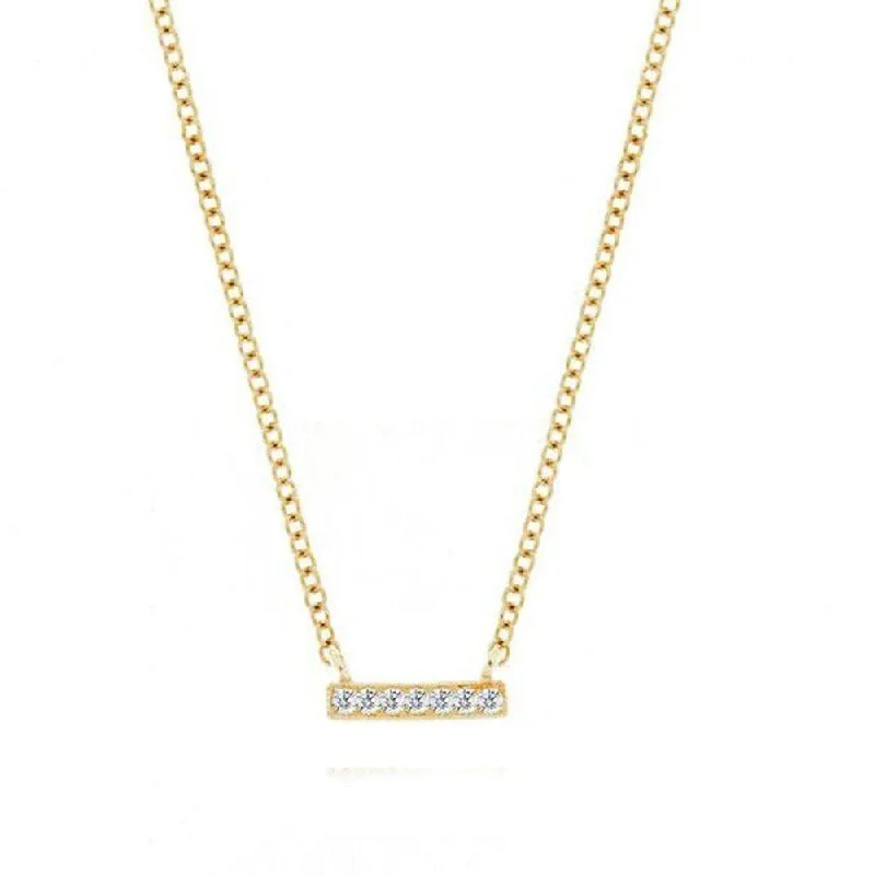 fashion statement necklaces for women -Petite Diamond Bar Necklace