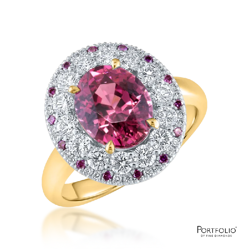 Cluster 3.46ct Mahenge Garnet Yellow Gold Ring