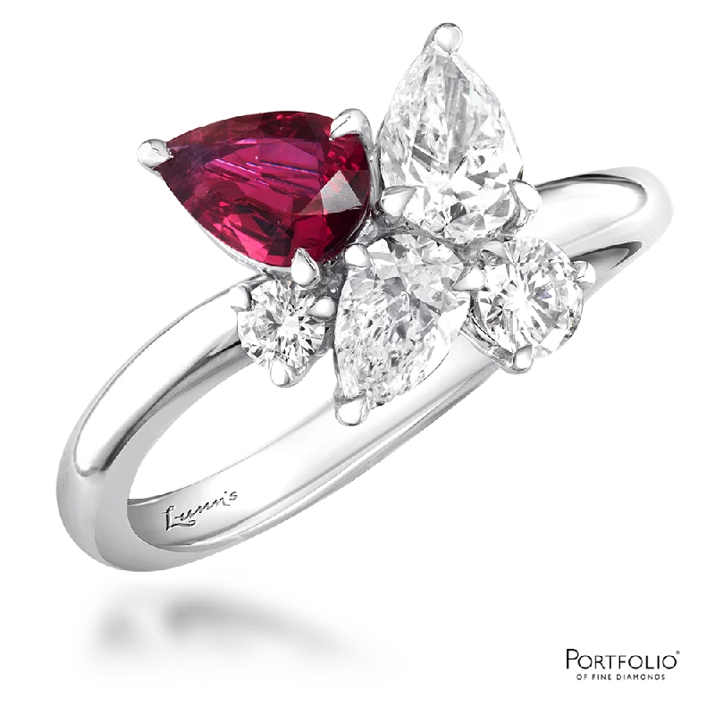 Five Stone 0.56ct Ruby White Gold Ring