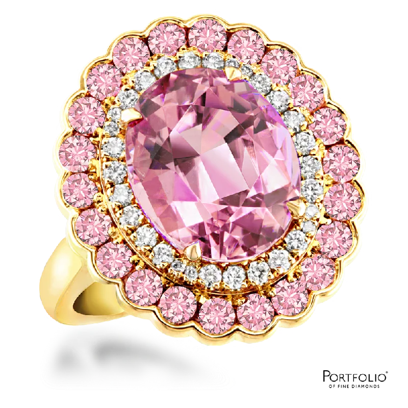 Cluster 5.29ct Pink Tourmaline Rose Gold Ring