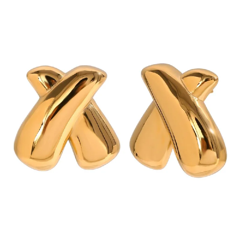 adjustable earrings for women -18K Gold and Silver "X" Stud Earrings – Elegant Statement Jewellery for Women