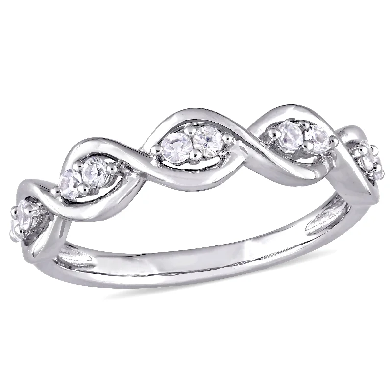 pearl rings for women -Miadora 1/3ct TGW White Sapphire Stackable Infinity Ring in 14k White Gold