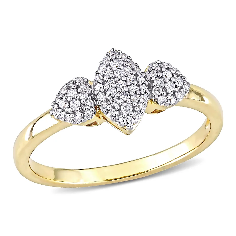 fashion rings for women -Miadora 1/5ct TDW Diamond Marquise and Heart Shaped Cluster Ring in Yellow Silver