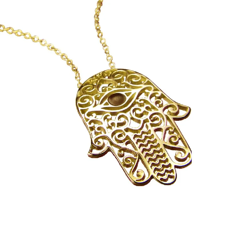 statement necklaces for women -14K Gold Hamsa Necklace