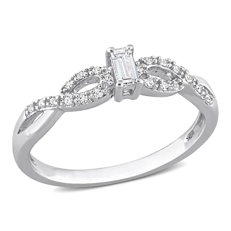 diamond rings for women -Miadora 1/5ct TGW Created White Sapphire and 1/10ct TW Diamond Open Infinity Ring in Sterling Silver