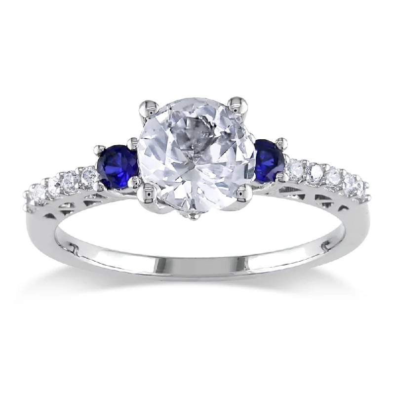 stackable rings for women -Miadora 10K Gold 1/10ct TDW Diamond and Created Sapphire Ring