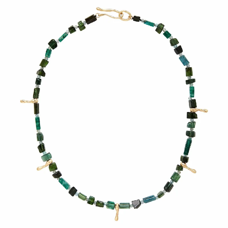 luxury crystal necklaces for women -Nile Tourmaline Calima Bronze Necklace