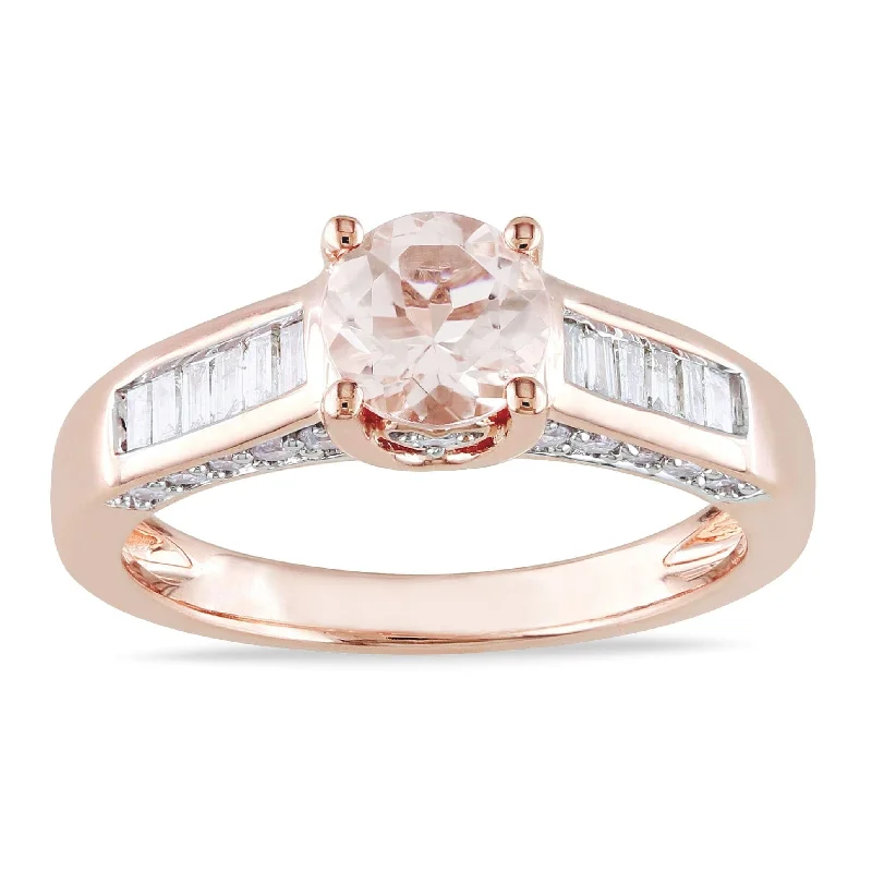 fashion rings for women -Miadora Signature Collection 14k Rose Gold 1/2ct TDW Diamond Morganite Ring