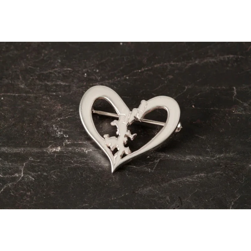 elegant evening brooches -Heart Of Shetland Sterling Silver or 9ct Yellow Gold Brooch - B412