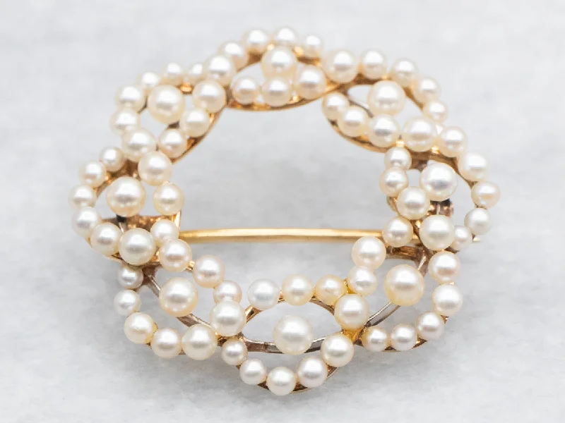 pearl flower brooches -Pearl Wreath Brooch