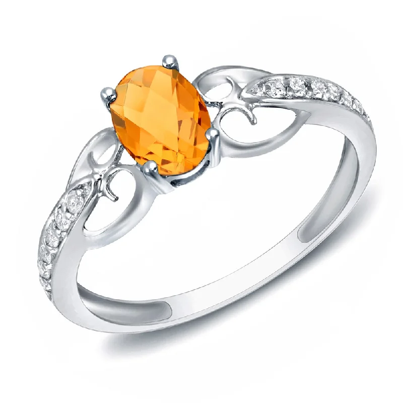 wedding bands for women -Auriya 14k White Gold Citrine and Diamond Fashion Ring (H-I, SI1-SI2)