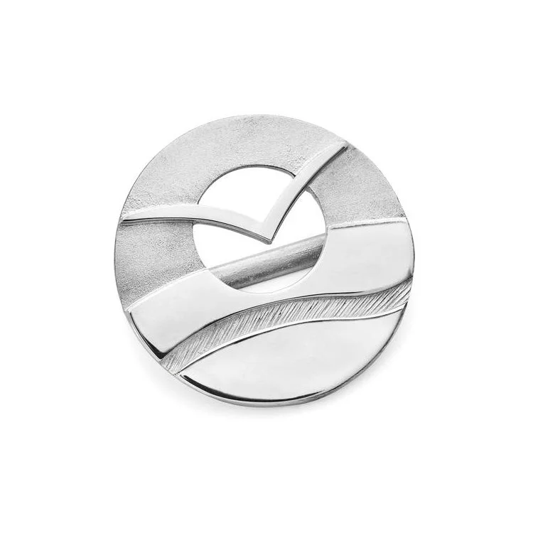 fancy brooches for women -Glide Pewter Brooch