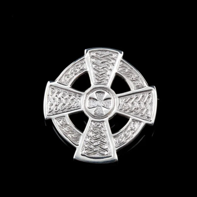 brooch pins for women -Celtic Cross Sterling Silver or 9ct Yellow Gold Brooch - B12