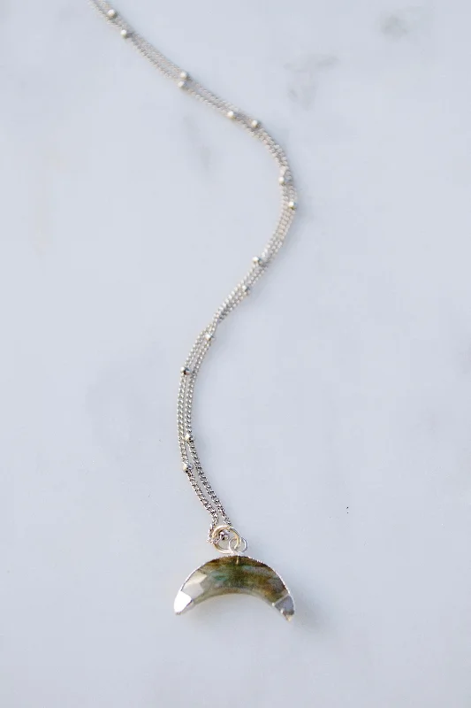 vintage necklaces for women -Silver Labradorite Horn 203