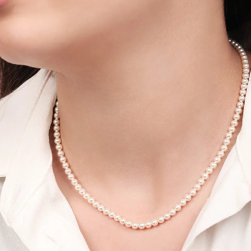 women's gold necklaces -Freshwater Pearl Rhodium Plated 925 Sterling Silver Necklace