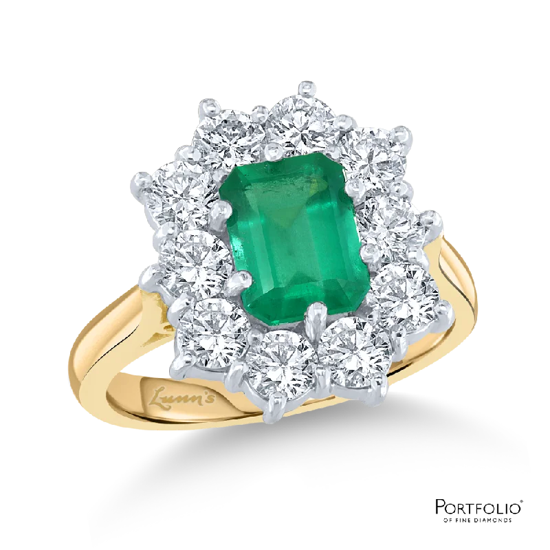 Cluster 1.56ct Emerald Yellow Gold/Platinum Ring