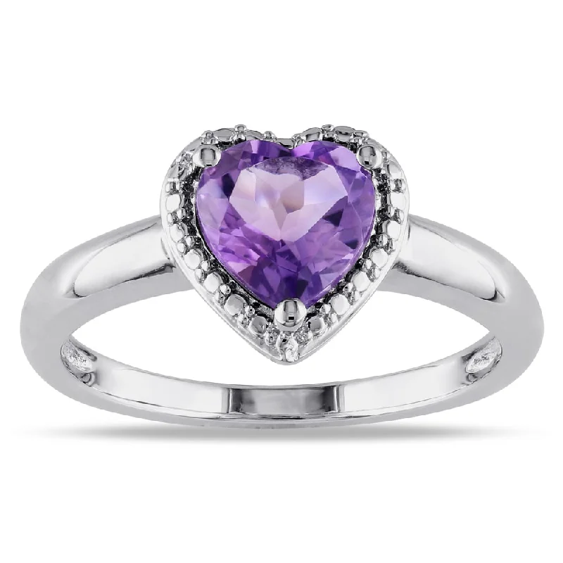 art deco rings for women -Miadora Sterling Silver Amethyst Heart Ring