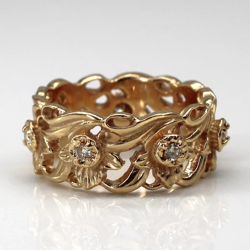 Diamond Filigree Design Gold Ring | 0.21ctw | SZ 7 |