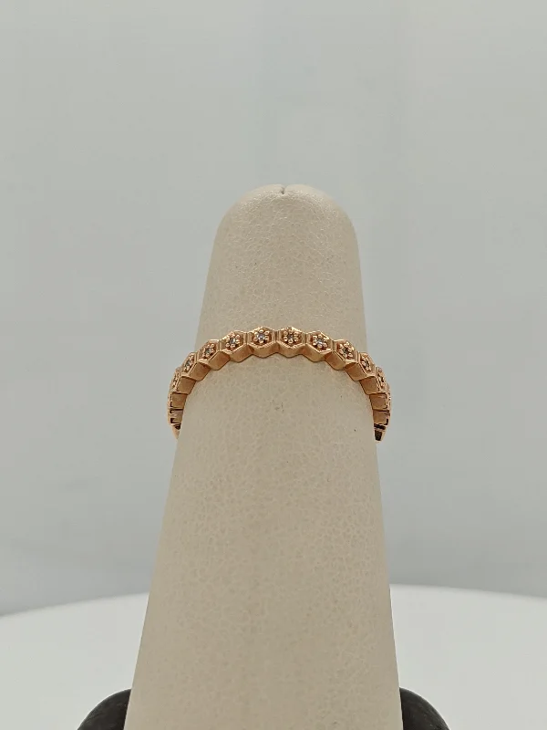 fashion rings for women -10K Yellow Gold and Diamond Honeycomb Ring