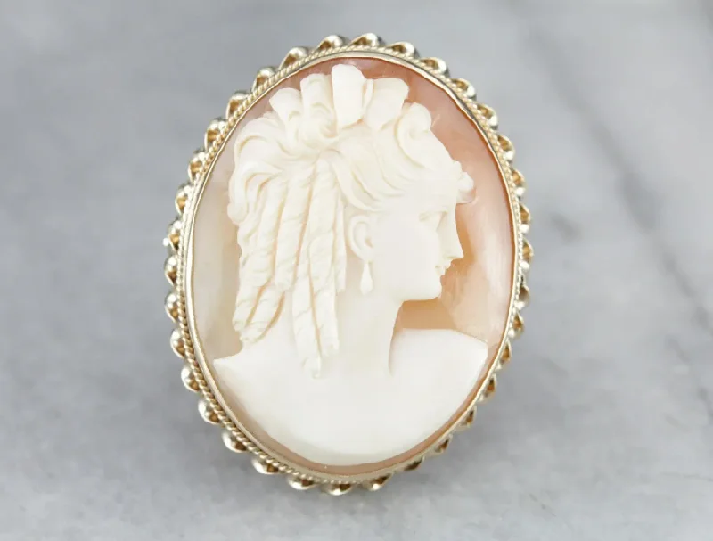 pearl flower brooches -Vintage Cameo Brooch or Pendant