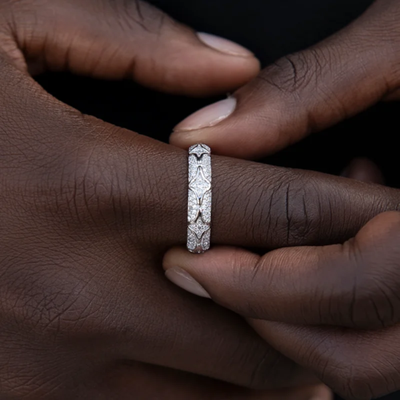 vintage engagement rings -GLD Bezel Star Ring in White Gold Vermeil