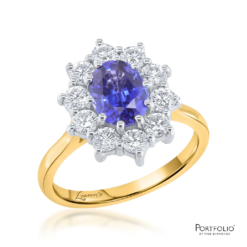 Cluster 1.68ct Sapphire Yellow Gold Ring