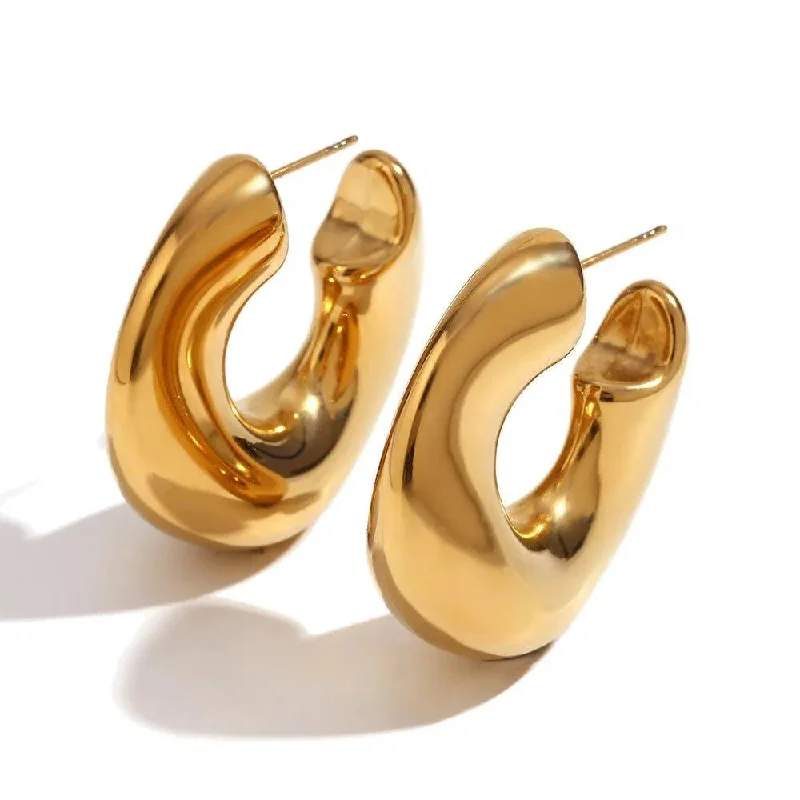 simple earrings for women -Chunky Gold & Silver Thick Hoop Earrings - Trendy Unisex Statement Earrings