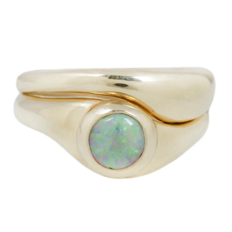 oval rings for women -EMMELINE RING SET / GOLD / OPAL