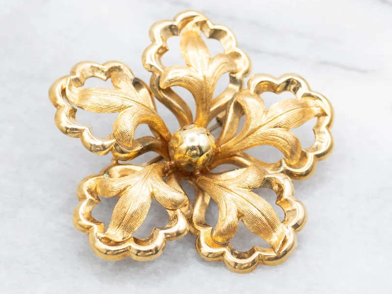 large brooches for women -Italian 18-Karat God Floral Brooch