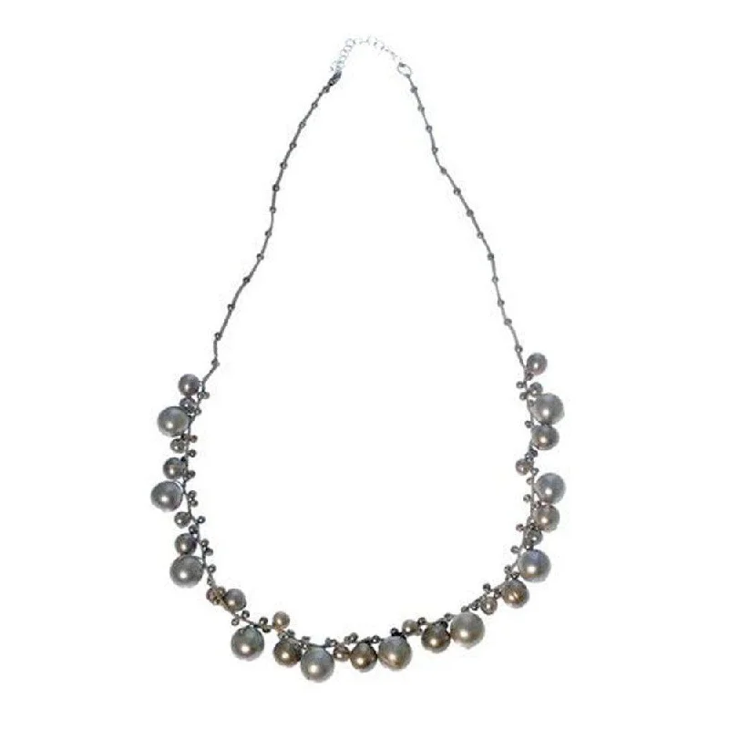 trendy long necklaces for women -Cluster Pearl Necklace