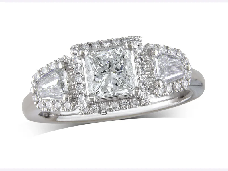 Three Stone 0.74ct F VS1 Diamond Platinum Ring