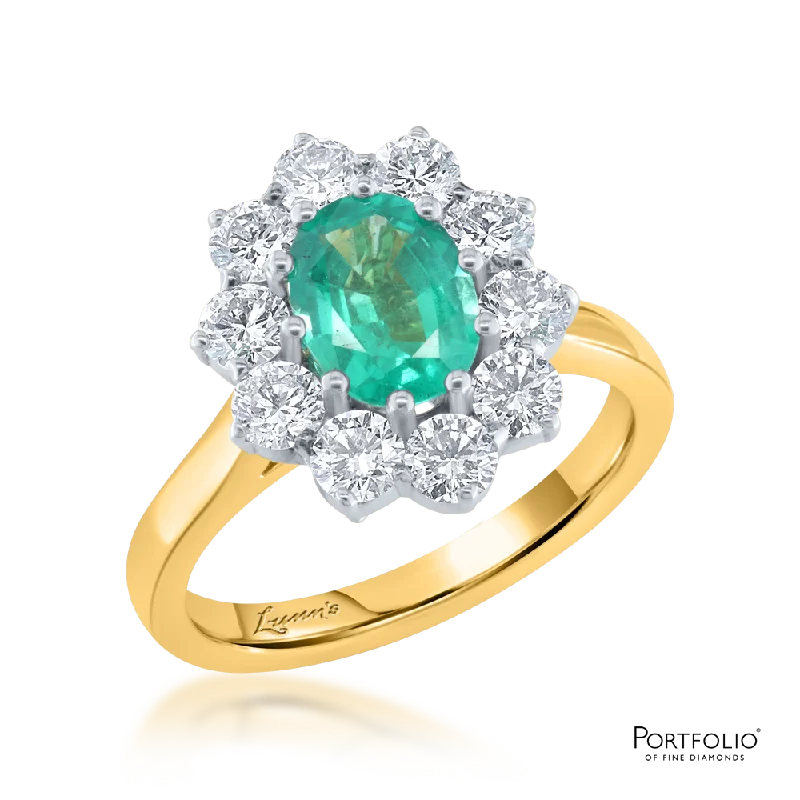 Cluster 1.14ct Emerald Yellow Gold Ring