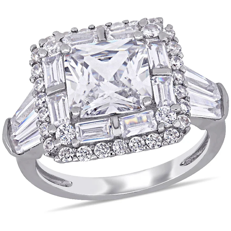 custom rings for women -Miadora 8ct TGW Multi-Cut Cubic Zirconia Double Halo Ring in Sterling Silver