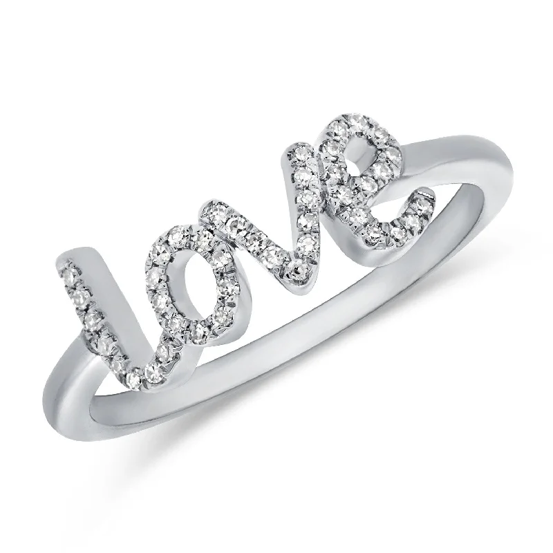 fashion rings for women -Joelle Script Love Ring for Her Pave Diamond 1/5 ct. t.w. 14k Gold - Women's Love Stackable Band