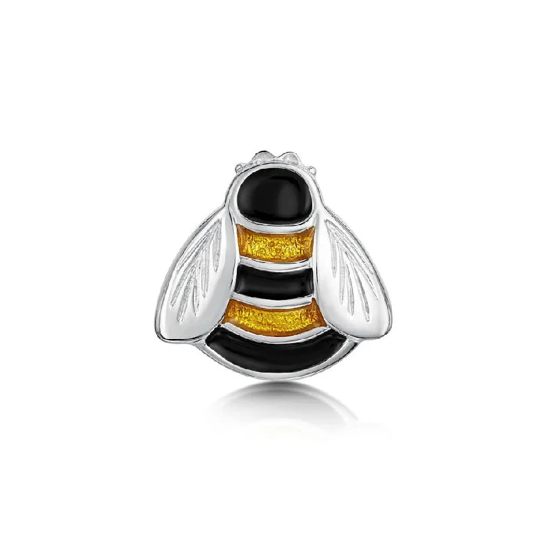 brooches with pearls for women -Bumblebee Sterling Silver And Enamel Brooch - EBX273-YELBK